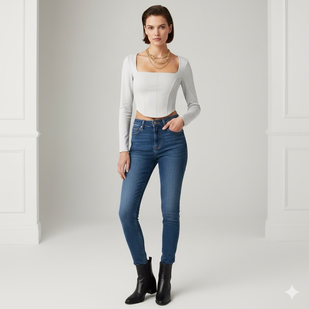 Aritzia Babaton a Contour Long‎ Sleeve square neck corset crop top / luxury/